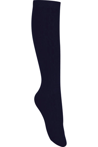 BBA Girls - Premium Quality Cable Knit Knee High Socks - Navy - 3 Pack
