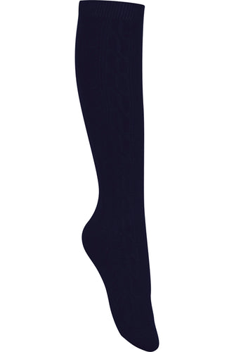 Girls - Premium Quality Cable Knit Knee High Socks - Navy - 3 Pack